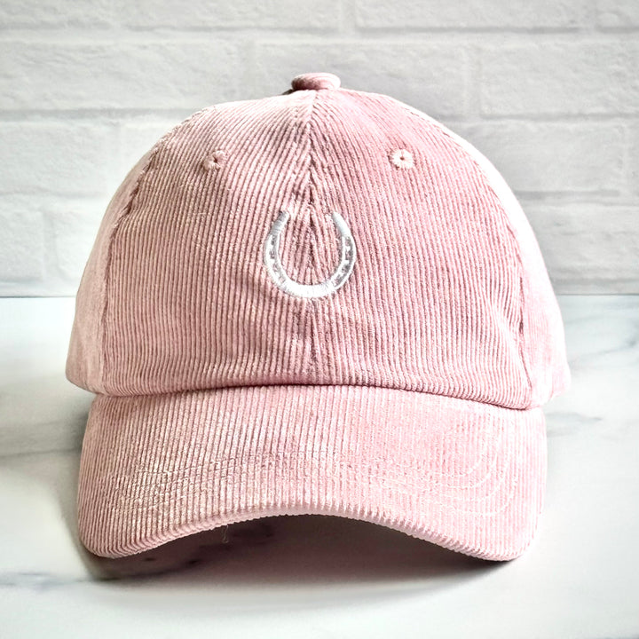 Pink Corduroy Horseshoe Hat