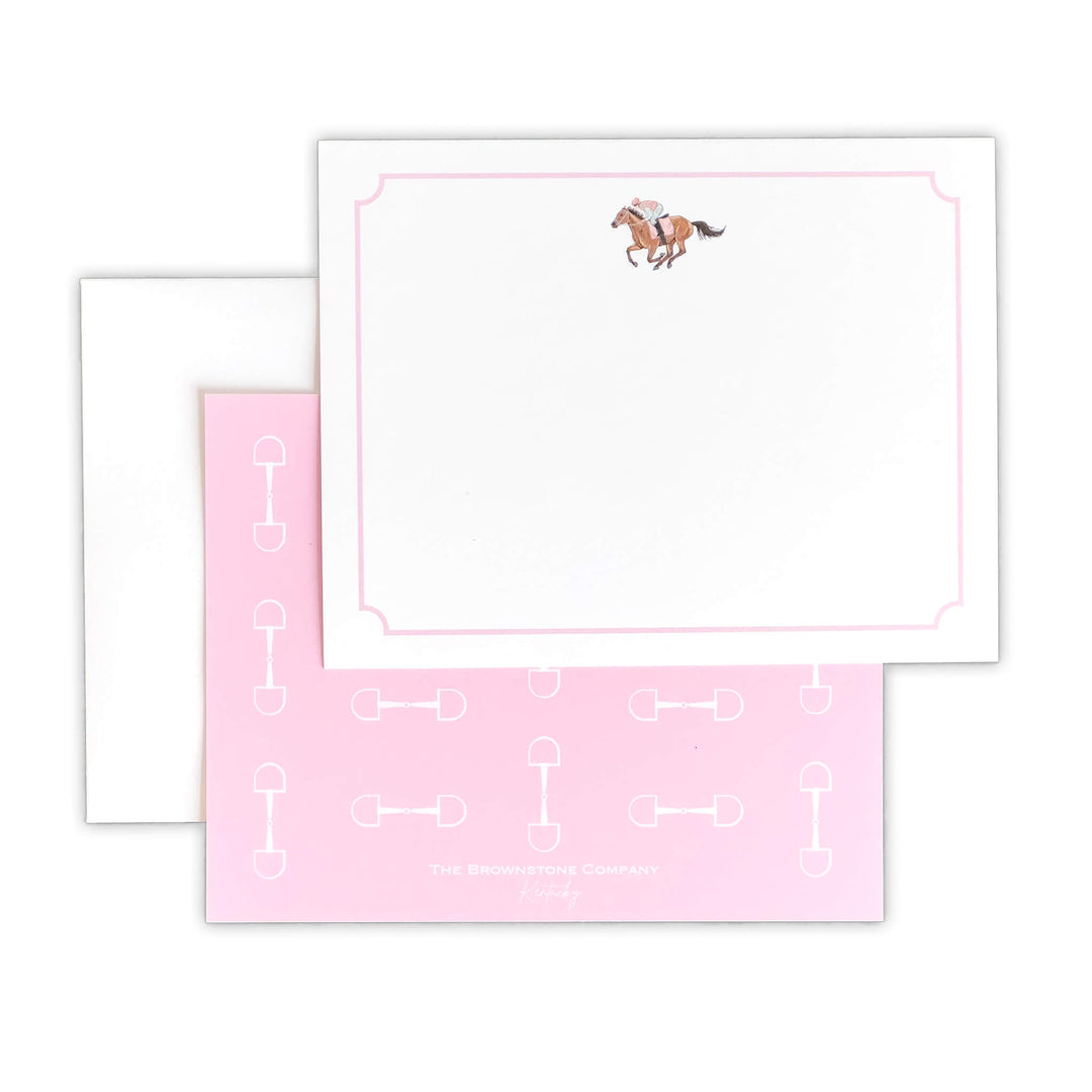 Equestrian Flat Note Cards - Pink