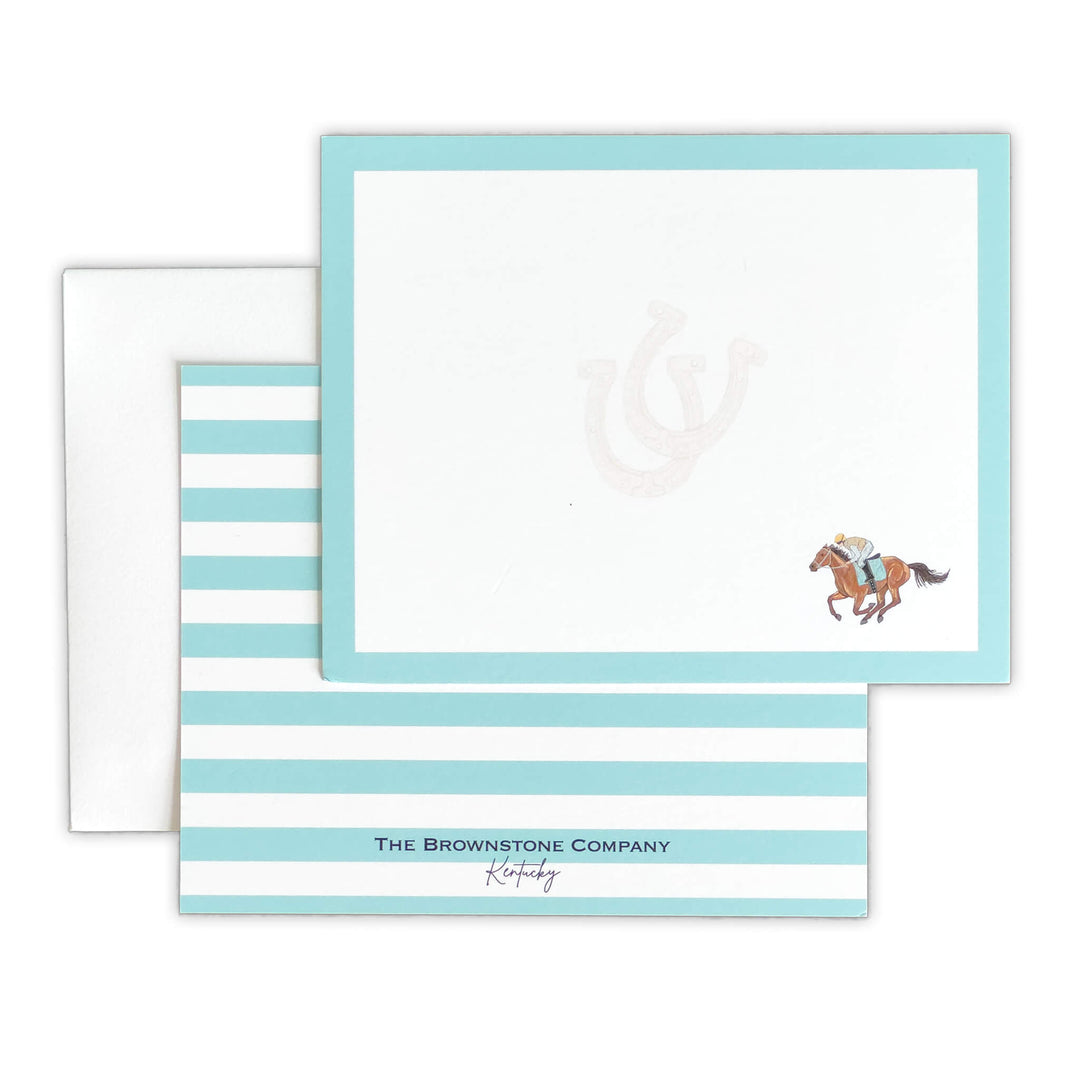 Equestrian Flat Note Cards - Teal